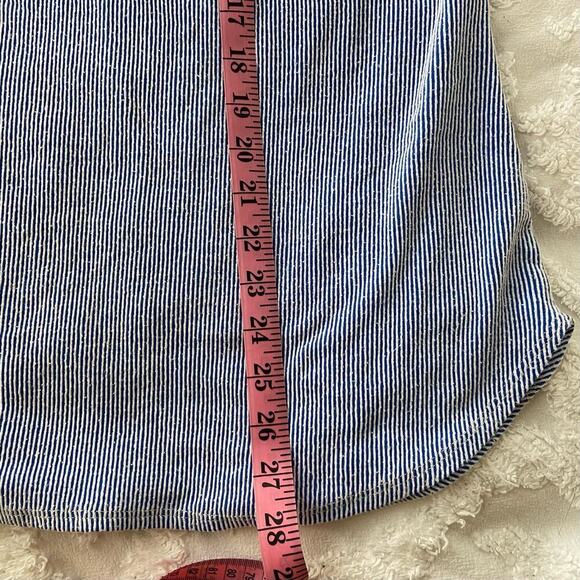 JANETTE PLUS USA Halter Tank Top Women’s Sz L Striped Blue/White Nautical Beachy - Picture 5 of 5